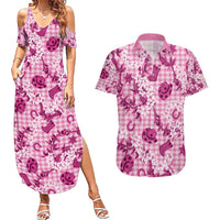 Mokihana Maile Ilima Leis Paniolo Palaka Couples Matching Summer Maxi Dress and Hawaiian Shirt Hawaiian Omaomo Ulaula Spirit - Polynesian Pride