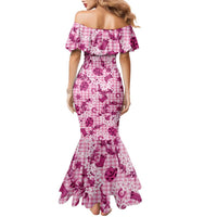 Mokihana Maile Ilima Leis Paniolo Palaka Family Matching Mermaid Dress and Hawaiian Shirt Hawaiian Omaomo Ulaula Spirit - Polynesian Pride