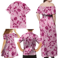 Mokihana Maile Ilima Leis Paniolo Palaka Family Matching Off Shoulder Maxi Dress and Hawaiian Shirt Hawaiian Omaomo Ulaula Spirit - Polynesian Pride