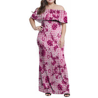 Mokihana Maile Ilima Leis Paniolo Palaka Family Matching Off Shoulder Maxi Dress and Hawaiian Shirt Hawaiian Omaomo Ulaula Spirit - Polynesian Pride