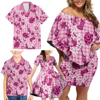 Mokihana Maile Ilima Leis Paniolo Palaka Family Matching Off Shoulder Short Dress and Hawaiian Shirt Hawaiian Omaomo Ulaula Spirit - Polynesian Pride
