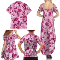 Mokihana Maile Ilima Leis Paniolo Palaka Family Matching Summer Maxi Dress and Hawaiian Shirt Hawaiian Omaomo Ulaula Spirit - Polynesian Pride