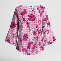 Mokihana Maile Ilima Leis Paniolo Palaka Kimono Sleeve Blouse Hawaiian Omaomo Ulaula Spirit - Polynesian Pride