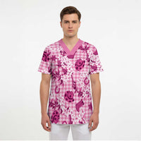 Mokihana Maile Ilima Leis Paniolo Palaka Scrub Top Hawaiian Omaomo Ulaula Spirit - Polynesian Pride