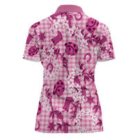 Mokihana Maile Ilima Leis Paniolo Palaka Women Polo Shirt Hawaiian Omaomo Ulaula Spirit - Polynesian Pride