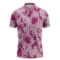 Mokihana Maile Ilima Leis Paniolo Palaka Zipper Polo Shirt Hawaiian Omaomo Ulaula Spirit - Polynesian Pride