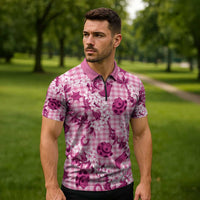 Mokihana Maile Ilima Leis Paniolo Palaka Zipper Polo Shirt Hawaiian Omaomo Ulaula Spirit - Polynesian Pride