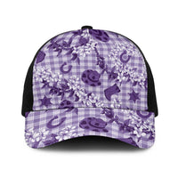 Mokihana Maile Ilima Leis Paniolo Palaka Baseball Net Cap Hawaiian Poni Spirit LT9 One Size Black Purple - Polynesian Pride