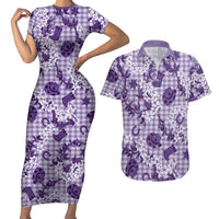 Mokihana Maile Ilima Leis Paniolo Palaka Couples Matching Short Sleeve Bodycon Dress and Hawaiian Shirt Hawaiian Poni Spirit - Polynesian Pride
