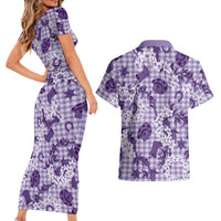 Mokihana Maile Ilima Leis Paniolo Palaka Couples Matching Short Sleeve Bodycon Dress and Hawaiian Shirt Hawaiian Poni Spirit - Polynesian Pride