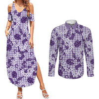 Mokihana Maile Ilima Leis Paniolo Palaka Couples Matching Summer Maxi Dress and Long Sleeve Button Shirt Hawaiian Poni Spirit - Polynesian Pride