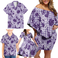Mokihana Maile Ilima Leis Paniolo Palaka Family Matching Off Shoulder Short Dress and Hawaiian Shirt Hawaiian Poni Spirit - Polynesian Pride