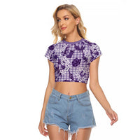 Mokihana Maile Ilima Leis Paniolo Palaka Raglan Cropped T Shirt Hawaiian Poni Spirit - Polynesian Pride