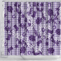 Mokihana Maile Ilima Leis Paniolo Palaka Shower Curtain Hawaiian Poni Spirit - Polynesian Pride