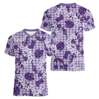 Mokihana Maile Ilima Leis Paniolo Palaka Women V-Neck T-Shirt Hawaiian Poni Spirit - Polynesian Pride