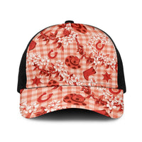 Mokihana Maile Ilima Leis Paniolo Palaka Baseball Net Cap Hawaiian Ulaula Spirit LT9 One Size Black Red - Polynesian Pride