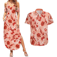 Mokihana Maile Ilima Leis Paniolo Palaka Couples Matching Summer Maxi Dress and Hawaiian Shirt Hawaiian Ulaula Spirit - Polynesian Pride