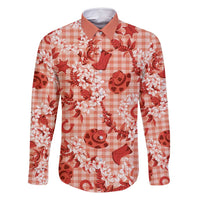 Mokihana Maile Ilima Leis Paniolo Palaka Family Matching Long Sleeve Bodycon Dress and Hawaiian Shirt Hawaiian Ulaula Spirit - Polynesian Pride