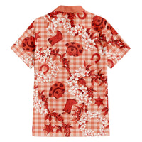 Mokihana Maile Ilima Leis Paniolo Palaka Family Matching Off The Shoulder Long Sleeve Dress and Hawaiian Shirt Hawaiian Ulaula Spirit - Polynesian Pride