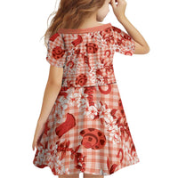 Mokihana Maile Ilima Leis Paniolo Palaka Family Matching Off Shoulder Maxi Dress and Hawaiian Shirt Hawaiian Ulaula Spirit - Polynesian Pride