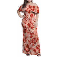 Mokihana Maile Ilima Leis Paniolo Palaka Family Matching Off Shoulder Maxi Dress and Hawaiian Shirt Hawaiian Ulaula Spirit - Polynesian Pride