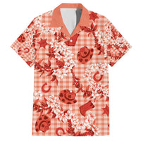 Mokihana Maile Ilima Leis Paniolo Palaka Family Matching Off Shoulder Short Dress and Hawaiian Shirt Hawaiian Ulaula Spirit - Polynesian Pride