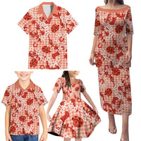 Mokihana Maile Ilima Leis Paniolo Palaka Family Matching Puletasi and Hawaiian Shirt Hawaiian Ulaula Spirit - Polynesian Pride