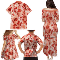 Mokihana Maile Ilima Leis Paniolo Palaka Family Matching Puletasi and Hawaiian Shirt Hawaiian Ulaula Spirit - Polynesian Pride
