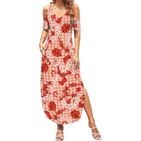 Mokihana Maile Ilima Leis Paniolo Palaka Family Matching Summer Maxi Dress and Hawaiian Shirt Hawaiian Ulaula Spirit - Polynesian Pride