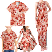 Mokihana Maile Ilima Leis Paniolo Palaka Family Matching Tank Maxi Dress and Hawaiian Shirt Hawaiian Ulaula Spirit - Polynesian Pride