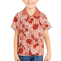 Mokihana Maile Ilima Leis Paniolo Palaka Kid Hawaiian Shirt Hawaiian Ulaula Spirit - Polynesian Pride