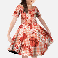 Mokihana Maile Ilima Leis Paniolo Palaka Kid Short Sleeve Dress Hawaiian Ulaula Spirit - Polynesian Pride