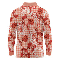 Mokihana Maile Ilima Leis Paniolo Palaka Long Sleeve Polo Shirt Hawaiian Ulaula Spirit - Polynesian Pride