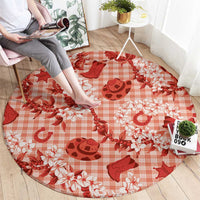 Mokihana Maile Ilima Leis Paniolo Palaka Round Carpet Hawaiian Ulaula Spirit - Polynesian Pride