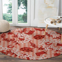 Mokihana Maile Ilima Leis Paniolo Palaka Round Carpet Hawaiian Ulaula Spirit - Polynesian Pride