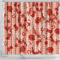 Mokihana Maile Ilima Leis Paniolo Palaka Shower Curtain Hawaiian Ulaula Spirit - Polynesian Pride