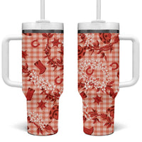 Mokihana Maile Ilima Leis Paniolo Palaka Tumbler With Handle Hawaiian Ulaula Spirit - Polynesian Pride