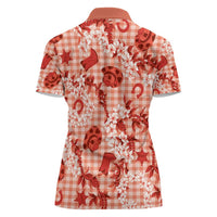 Mokihana Maile Ilima Leis Paniolo Palaka Women Polo Shirt Hawaiian Ulaula Spirit - Polynesian Pride