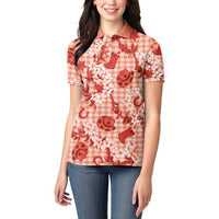 Mokihana Maile Ilima Leis Paniolo Palaka Women Polo Shirt Hawaiian Ulaula Spirit - Polynesian Pride