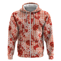 Mokihana Maile Ilima Leis Paniolo Palaka Zip Hoodie Hawaiian Ulaula Spirit - Polynesian Pride