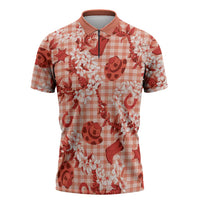 Mokihana Maile Ilima Leis Paniolo Palaka Zipper Polo Shirt Hawaiian Ulaula Spirit - Polynesian Pride