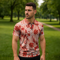 Mokihana Maile Ilima Leis Paniolo Palaka Zipper Polo Shirt Hawaiian Ulaula Spirit - Polynesian Pride