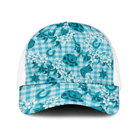 Mokihana Maile Ilima Leis Paniolo Palaka Baseball Net Cap Hawaiian Polu Opa Spirit LT9 One Size White Turquoise - Polynesian Pride