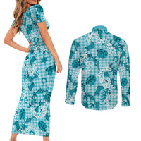 Mokihana Maile Ilima Leis Paniolo Palaka Couples Matching Short Sleeve Bodycon Dress and Long Sleeve Button Shirt Hawaiian Polu Opa Spirit - Polynesian Pride