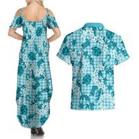 Mokihana Maile Ilima Leis Paniolo Palaka Couples Matching Summer Maxi Dress and Hawaiian Shirt Hawaiian Polu Opa Spirit - Polynesian Pride