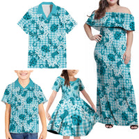 Mokihana Maile Ilima Leis Paniolo Palaka Family Matching Off Shoulder Maxi Dress and Hawaiian Shirt Hawaiian Polu Opa Spirit - Polynesian Pride