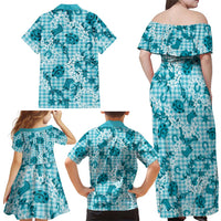 Mokihana Maile Ilima Leis Paniolo Palaka Family Matching Off Shoulder Maxi Dress and Hawaiian Shirt Hawaiian Polu Opa Spirit - Polynesian Pride