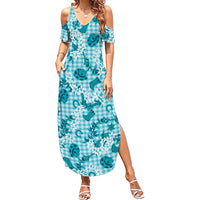 Mokihana Maile Ilima Leis Paniolo Palaka Family Matching Summer Maxi Dress and Hawaiian Shirt Hawaiian Polu Opa Spirit - Polynesian Pride