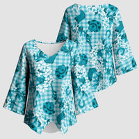 Mokihana Maile Ilima Leis Paniolo Palaka Kimono Sleeve Blouse Hawaiian Polu Opa Spirit - Polynesian Pride