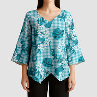 Mokihana Maile Ilima Leis Paniolo Palaka Kimono Sleeve Blouse Hawaiian Polu Opa Spirit - Polynesian Pride